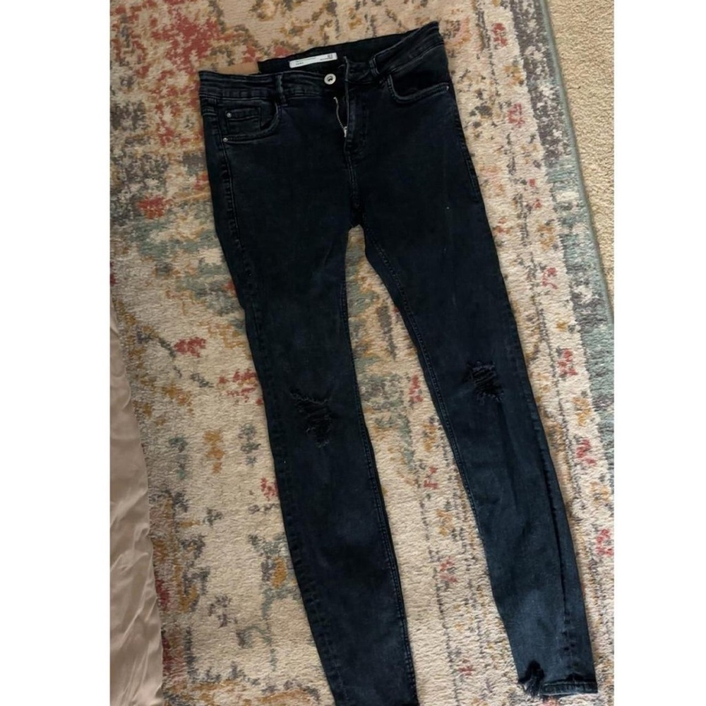 Zara Black Distressed Skinny Jeans